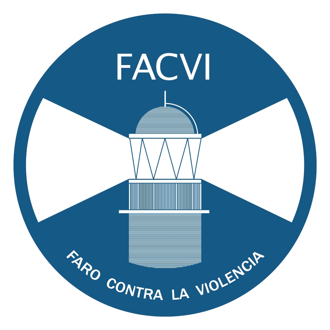 Logotipo de FACVI: un faro sobre fondo azul, con el lema Faro Contra la Violencia
